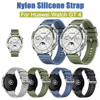 Pulseira De Silicone De Nylon Para Relógio Huawei GT 4 46mm Tecido Composto SmartWatch Substituição GT4 Acessórios