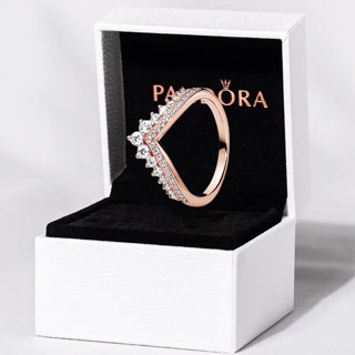 [Entrega 24 Horas] S925 Prata Oferta de tempo limitado PAN Wish Bone Ring Rose Gold Silver Anel Simples de Diamante de Luxo Leve