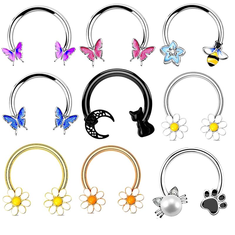 Anel De Borboleta De Aço Inoxidável Nariz Orelha De Ossopiercing Ferradura em Oferta na Shopee