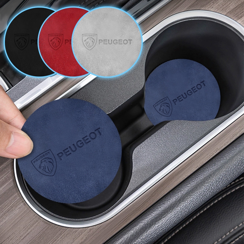 2pcs Logotipo Do Carro Porta-Copos De Camurça Para Peugeot 206 207 208 306 307 308 407 408 508 2008 3008