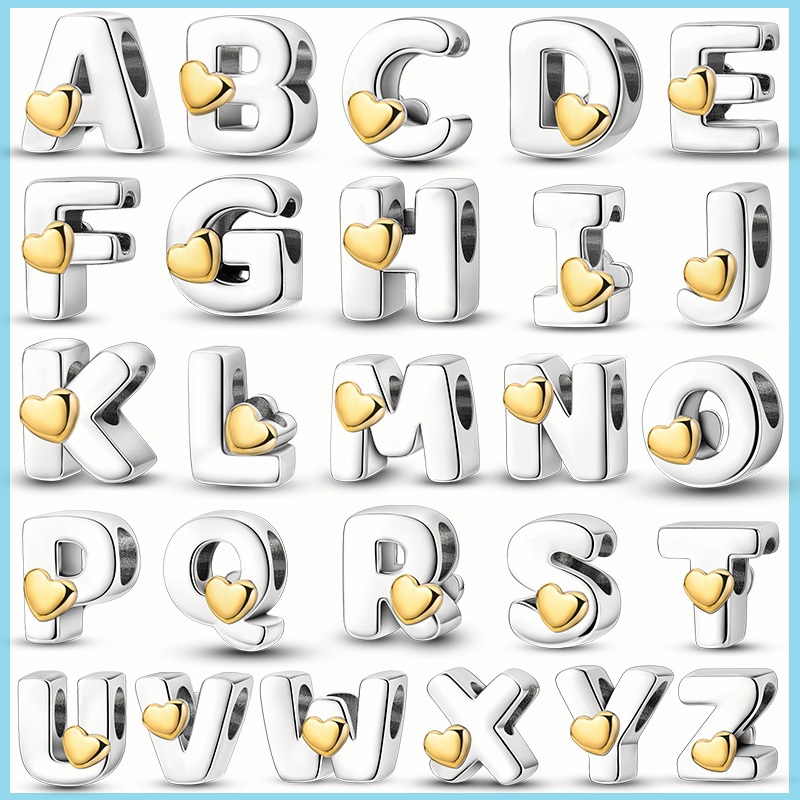 Hot Sales Charm Fits Pulseiras Originais 925 Sterling Silver Femininity Cartas Em Inglês Contas Mulher Pingente Jóias De