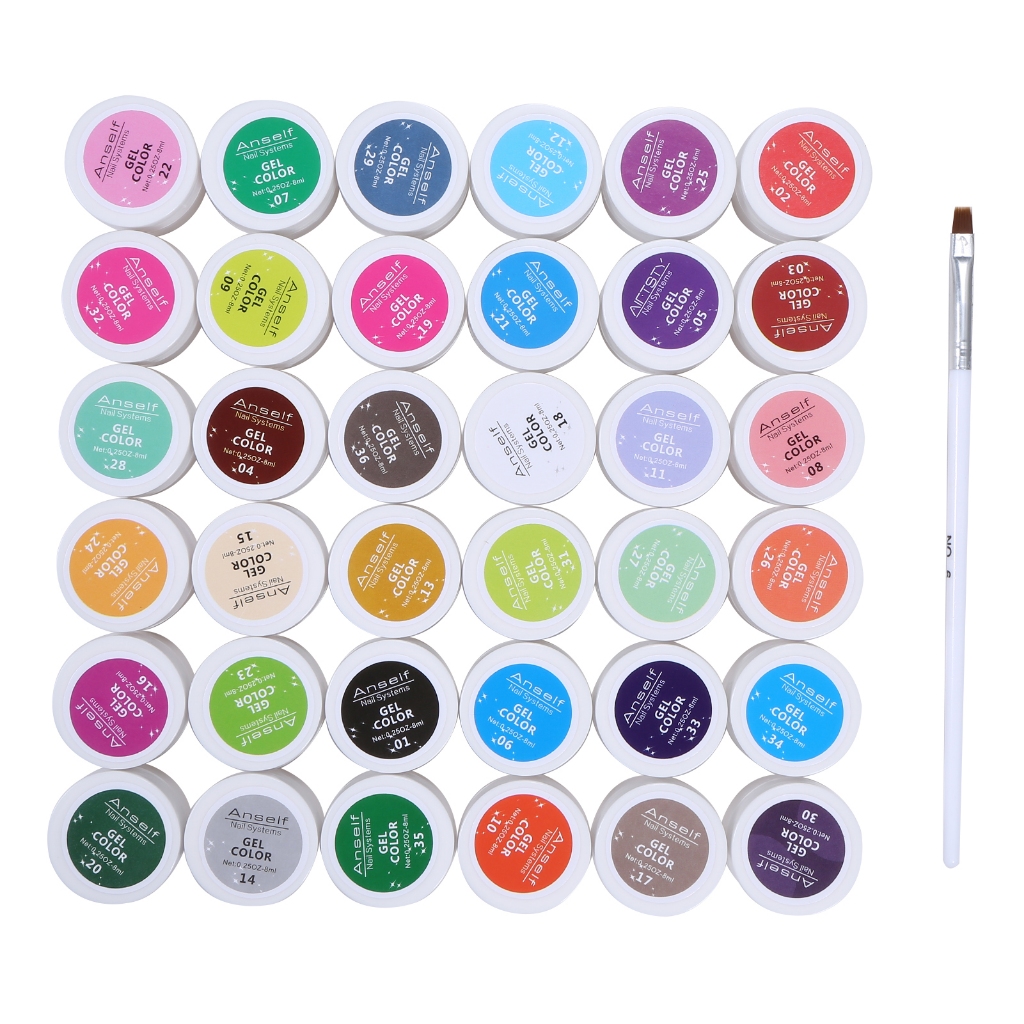 TOP  Anself 36 Cores Esmalte UV Gel Construtor De Arte De Unhas De Extensão Sólido Com Escova
