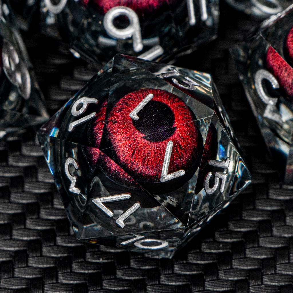 7PCS Dnd Conjunto De Dados De Fluxo Líquido E D Sharp Edge Vermelhos Para RPG Dungeon Dragon