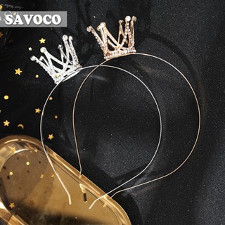 SAVOCO Crianças Aniversário Faixa De Cabelo Pequena Coroa Festa Princesa Rainha Headwear Fashion Hair Jewelry Acessórios SH106