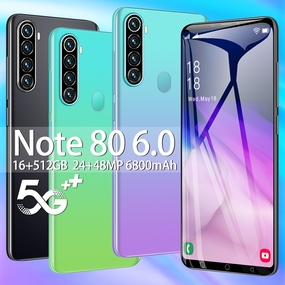 Nota 80 smartphone Telefone Celular Polegadas Inteligente16gb + 512GB Android (Promoção)