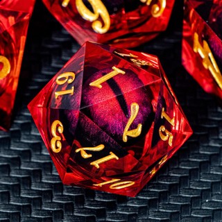 7PCS Dnd Conjunto De Dados De Fluxo Líquido E D Sharp Edge Dice Para Dungeon Vermelho RPG Dragão
