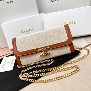 Saco Em Corrente Celine 100 % original Couro Autêntico multi-Funcional [Enviado Com Caixa De Presente Da Marca]