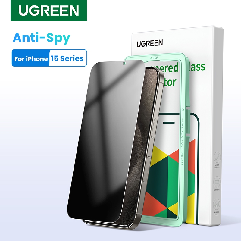 UGREEN 2PCS Protetor De Tela De Vidro Temperado Anti-Espionagem Para iPhone 15/15 Pro Max em Oferta na Shopee
