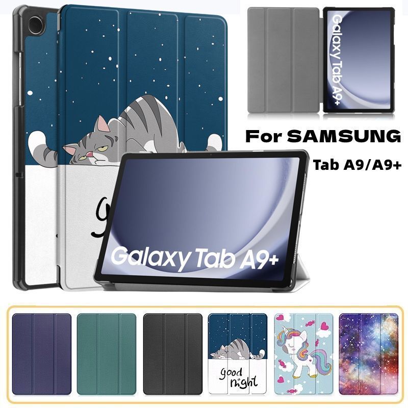 Capa Para Samsung Galaxy Tab A9 8.7" SM-X110 X115N Case A9 + 5G 11 Polegadas SM-X210 X216B X218 Tablet Shell De Desenho Colorido Couro Com Flip suporte À Prova De Choque Magnético De Dobra Inteligente smart cover