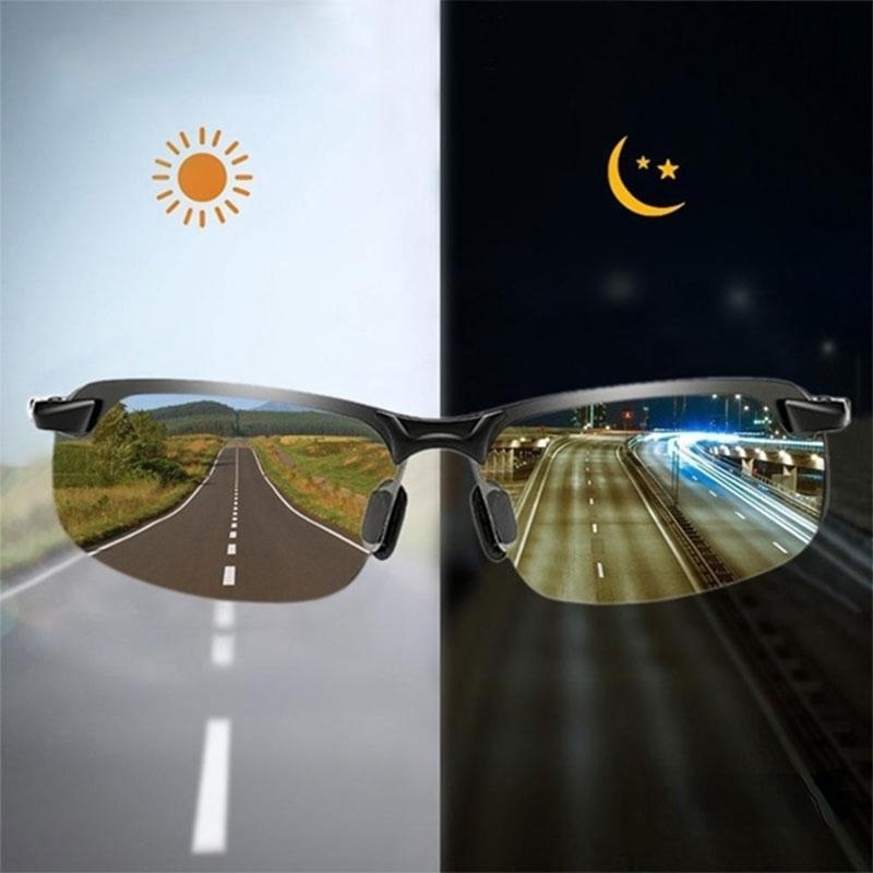 Novos óculos de sol polarizados com mudança de luz, adequados para a visão diurna e noturna