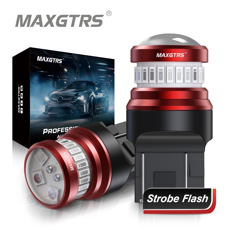 Maxgtrs 2x Strobe Flash 1157 P21/5W 7443 BAY15D 3157 LED Brake Lights 4014 SMD LED Car Daytime Running Light Stop Bulbs