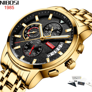 Relógio de Pulso NIBOSI Quartzo com Pulseira de Aço Inox/Militar