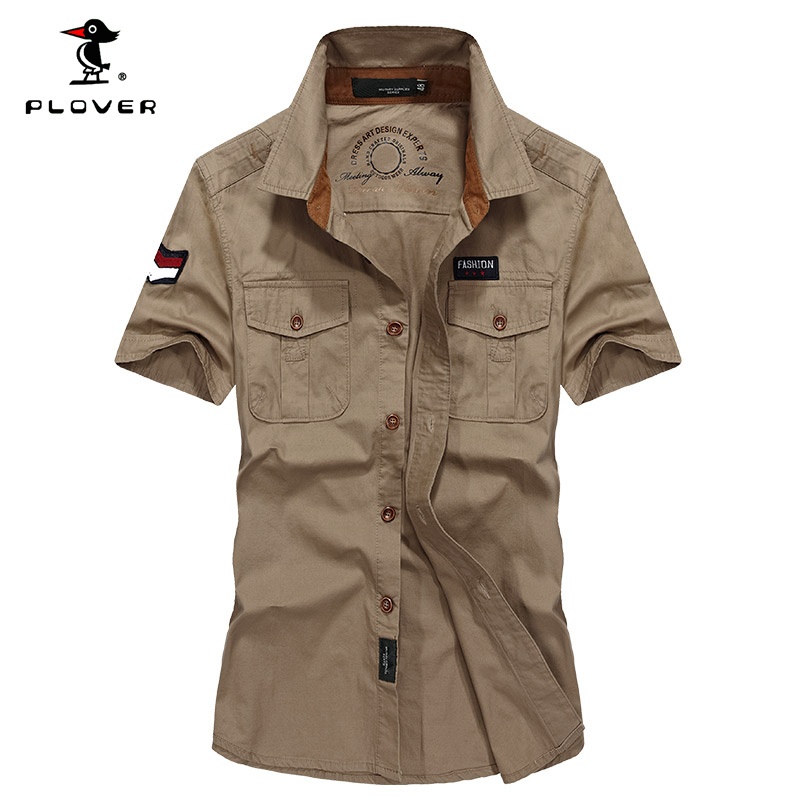 Camisa masculina de manga curta PLOVER M-5XL camisa de algodão de alta qualidade jaqueta masculina de verão