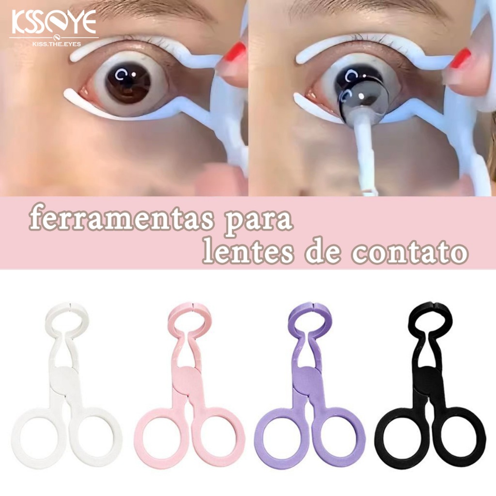 KSSEYE Lente de contato usando ferramentas com caixa Lente de contato Insertidor de conselhos maciços Tweezers Ferramenta de adesão para começantes
