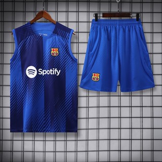 Novo Estilo Padrão Azul Treinamento de Futebol Jersey Treinamento Competitivo de Futebol Jersey, Boa Qualidade Respirável Suor-Absorvente, Colete de Manga Curta, Shorts com Pock
