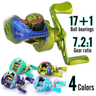 Sougayilang 17 + 1 Rolamentos De Esferas 7.2 : 1 Relação Engrenagem De Alta Velocidade De Fundição De Isca Carretel De Pesca Metal Max Drag 15kg