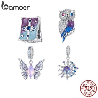 Bamoer 925 Sterling Sliver Charms Pendants Butterfly Sun and Moon Evil Eye Design Blue Purple Magic World Collection Acessórios Para Pulseiras De Bricolage