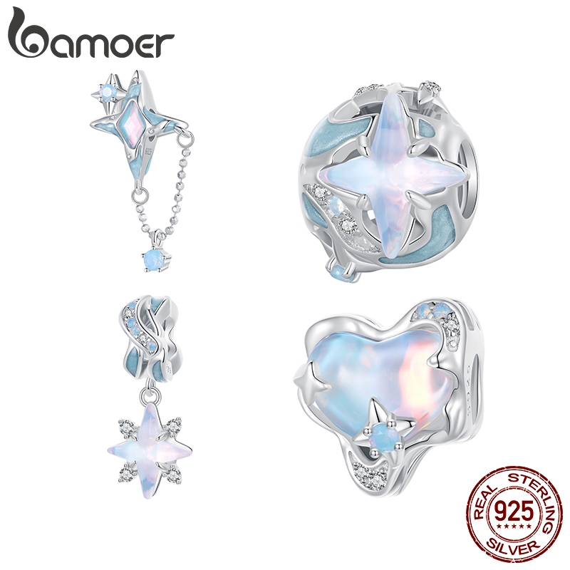 Bamoer 925 Sterling Sliver Charms Pendants Milky Way Design Coleção Starry Sky Cintilante Acessórios Para Pulseiras DIY