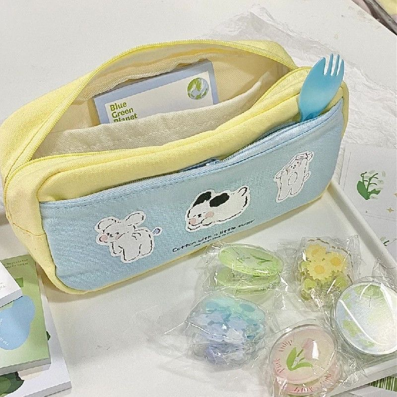 Novo Estojo Para Lápis De Impressão Cachorro Com Caixa De Zíper Duplo De Grande Capacidade , De Papelaria Tridimensional — imagem 2 de 2