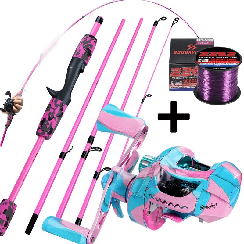 Sougayilang 5 Seções 1,8m Vara De Pesca Com 7,2 : 1 Conjunto De Carretel De Alta Velocidade Max Drag 10kg em Oferta na Shopee