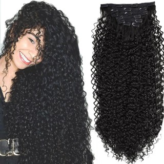 260g/Pack 75CM Bio Fibra Aplique de cabelo Clip In Hair Extensions Dupla Trama De Cabeça Cheia Resistência Ao Calor Japonês Extensões De Cabelo Cacheado Sintético De Fibra Sintética Para Mulheres