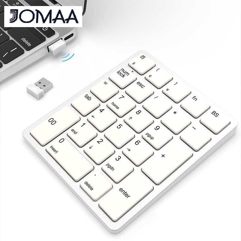 Jomaa Wireless Number Pads , Teclado Numérico Numpad 26 Teclas Portátil 2,4 GHz Número De Contabilidade Financeira em Oferta na Shopee