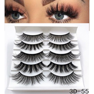 5 Pares 3D cílios postiços 3D/47 3D/52 3D/55 extensãos cílios tufinhos naturais