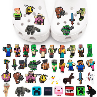 Hot 1pcs Minecraft Series Croc Shoes Charms Cartoon anime Acessórios De Bricolage Tamancos Decorativos Sandálias Sapatos De Jardim Jibz Presente Para Crianças