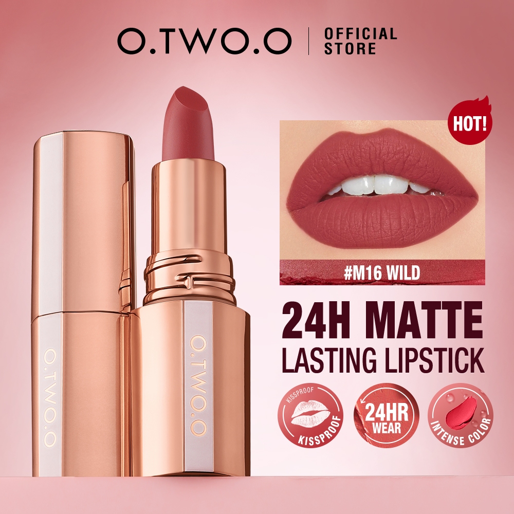 O.TWO.O Batom Mate Kissproof Lip Gloss 24H Duradouro Acabamento Liso E Névoa Cosméticos Labiais em Oferta na Shopee