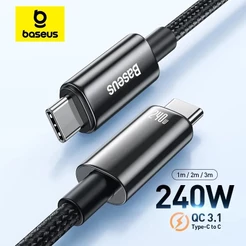 Baseus 240W USB-C Tipo Cabo Para iPhone 15 PD3.1 Super Carga Realme Samsung S23 Macbook PC