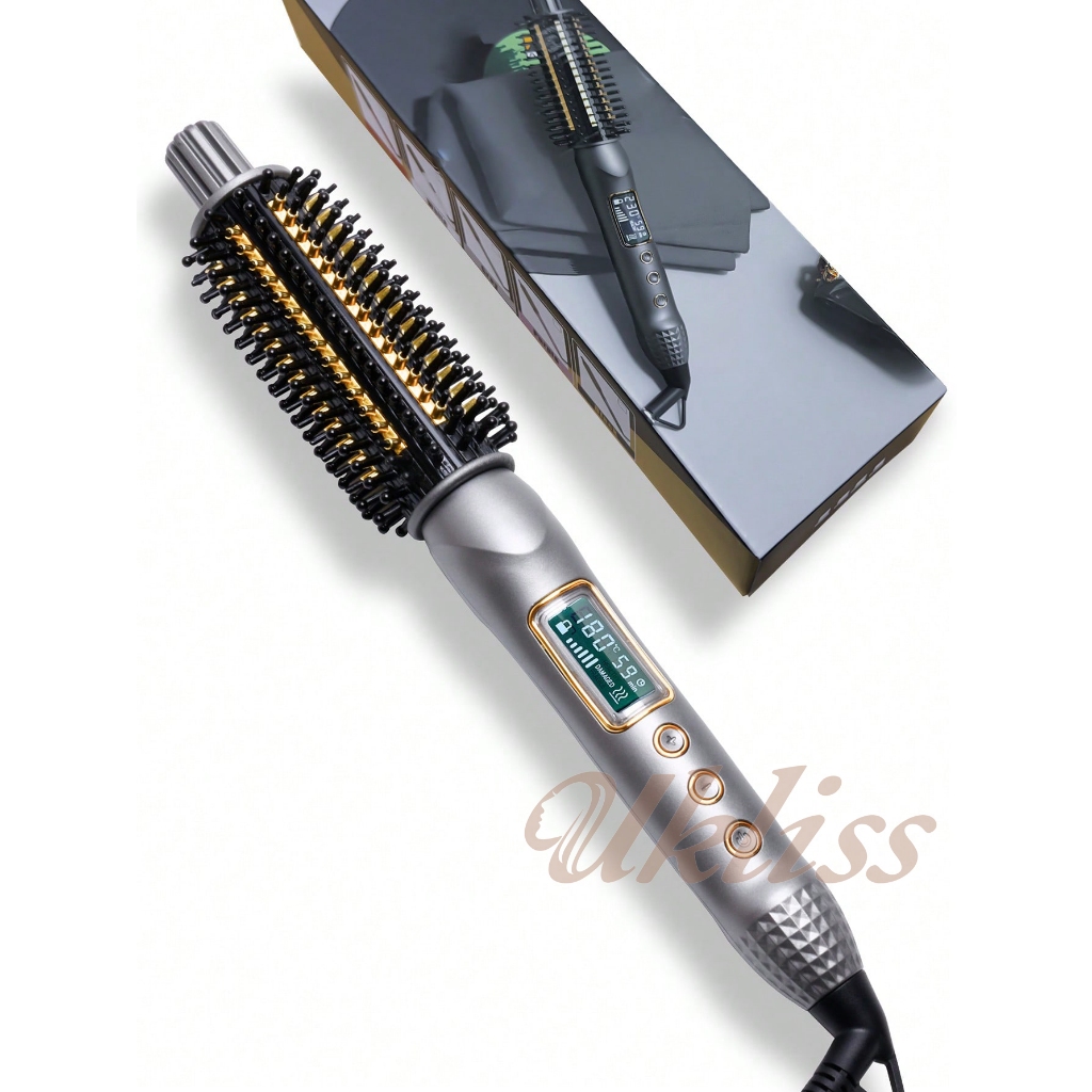 Escova Secadora Modeladora 32mm 3 Em 1 Escova De Cabelo Elétrica Profissional Escova Alisadora Modelador De Cachos LED Bivolt