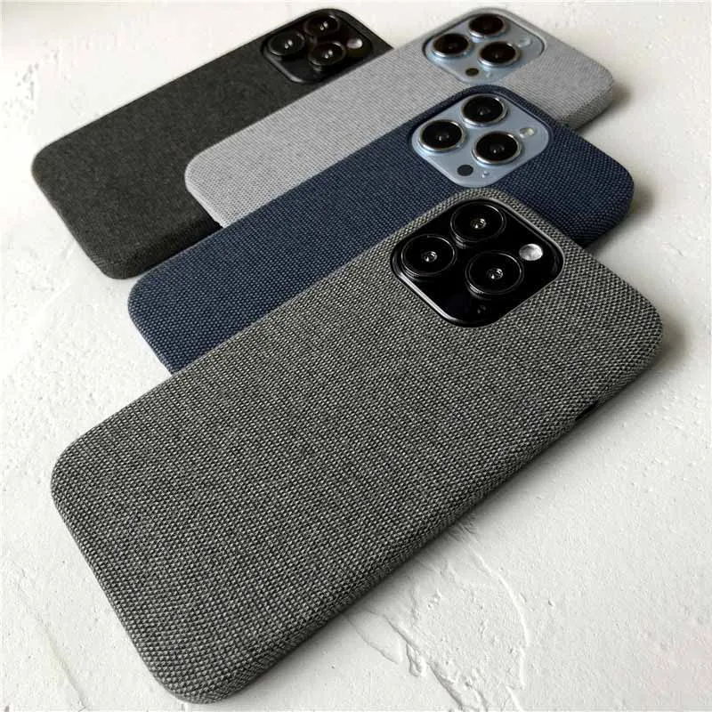 Capas De Telefone Para iPhone 16 Pro Max 15 14 Plus 13 12 11 13Pro 14Pro 12Pro 16promax 15promax Ultrafino Antiderrapante Algodão Linho Tecido Textura Couro PU Capa Macia