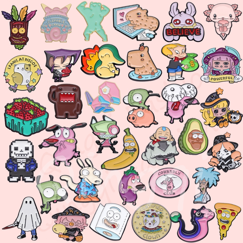 50 Estilos Alfinetes Anime Esmalte Broches Cartoon Broche Lapela Crachás Mochila Jóias Presentes Para Amigos Kids em Oferta na Shopee