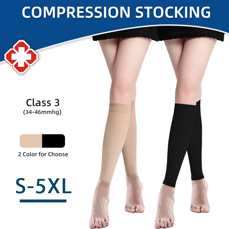 Mais Tamanho S-5XL Mangas De Bezerros De Compressão Unisex 30-40mmHg Meias Médicas Sem Dedos Para Evitar Varizes Nível 3
