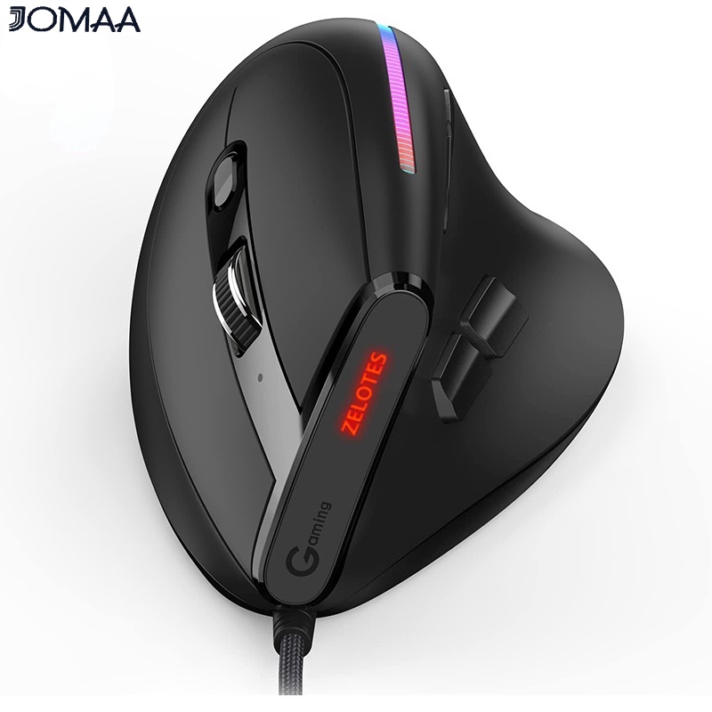 jomaa T-50Gaming Mouse RGB Com Fio USB Programável Ratos De Jogo 12800 Max DPI Vertical Para PC/Laptop/E-Sports/Gamer