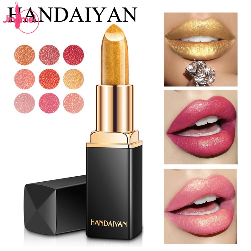 HANDAIYAN Batom À Prova D'água Nude Com Glitter De Longa Duração De Veludo Vermelho Sereia Sexy Brilhante Makup