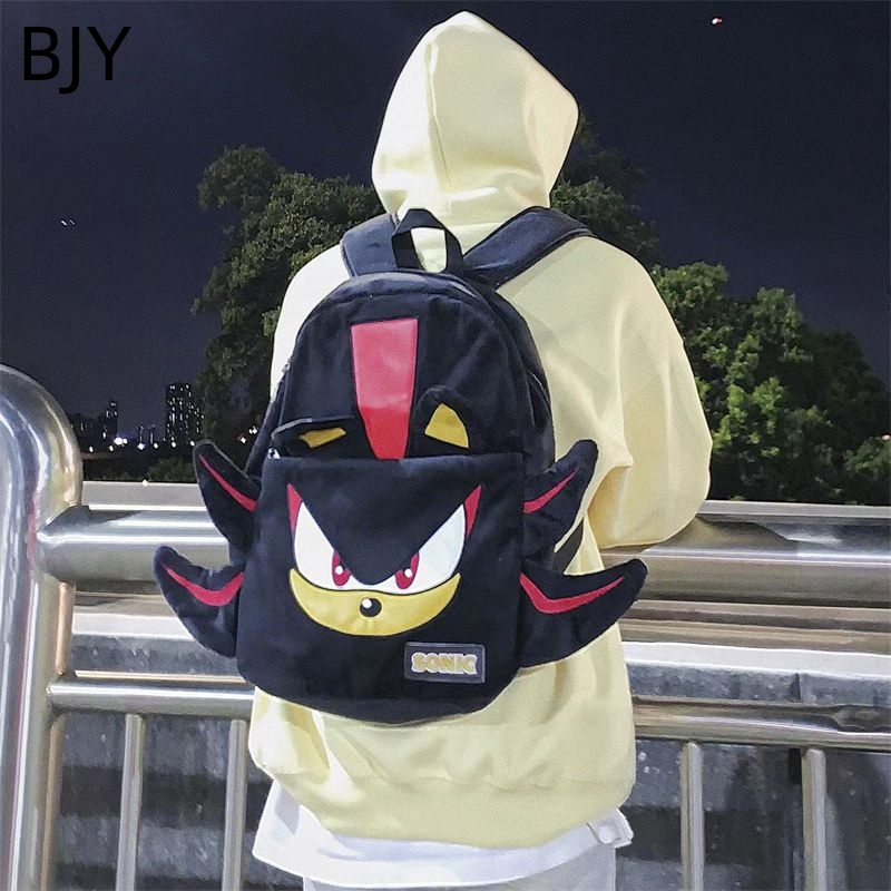 BJY Mochila de estudante caseira Campus All-Match Hedgehog, bolsa escolar de viagem à prova d'água crua de pelúcia preta em Oferta na Shopee