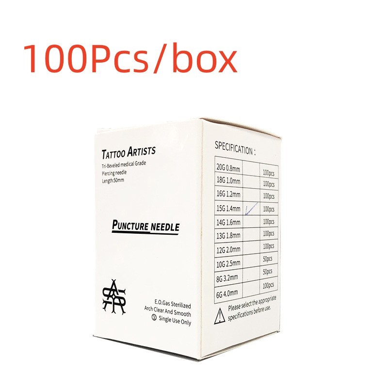 Lemonguo 100Pcs/box agulha de piercing 0,8mm-2mm Ferramenta De Perfuração Do Corpo Cirúrgico De Aço Esterilizado Descartável Tattoo Ear Nose Tongue Pircings