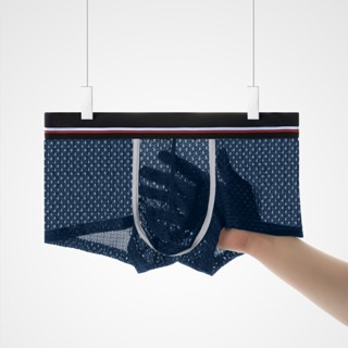 Homens Roupa íntima de seda gelada Boxer de malha respirável Boxer de verão Boxer fino esportivo