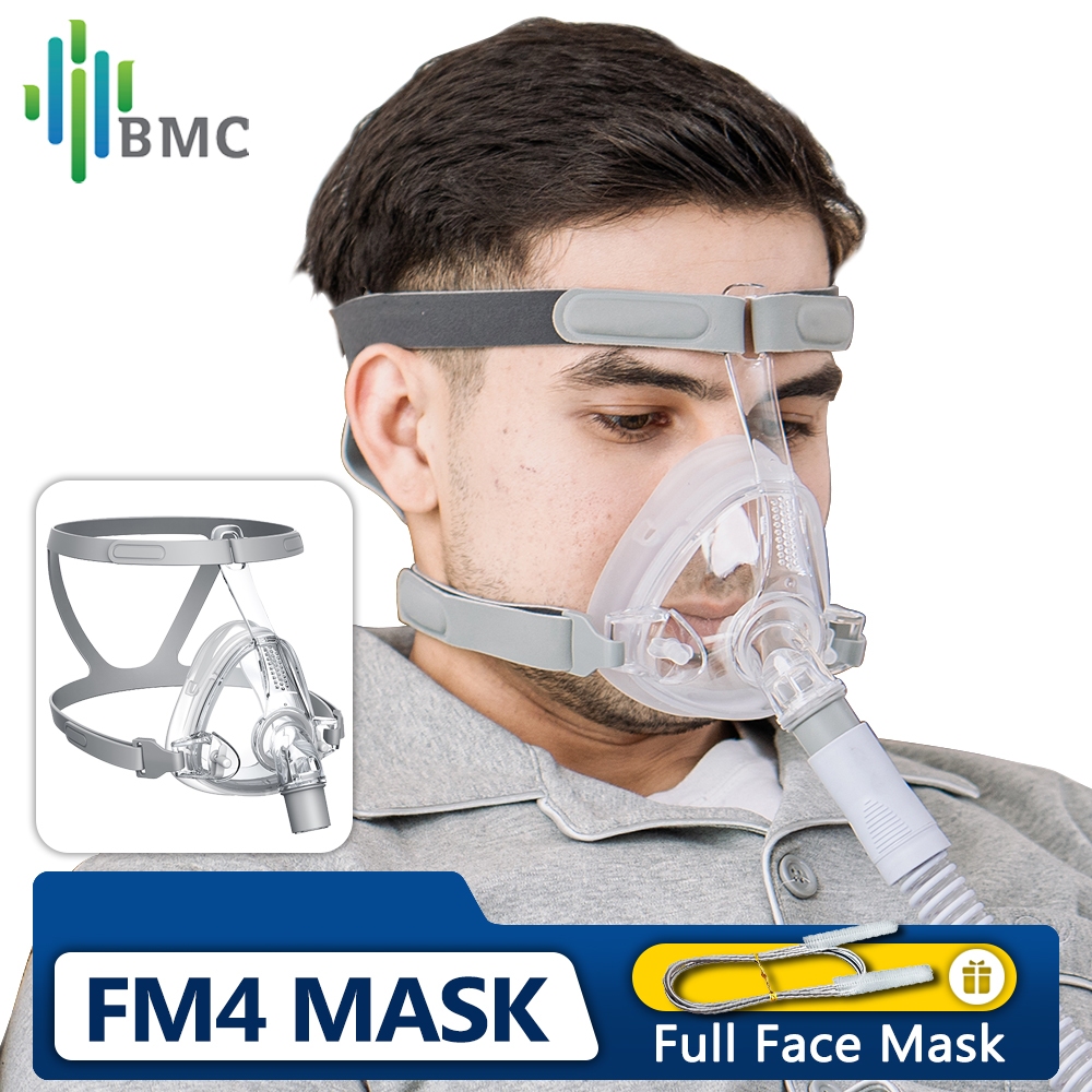 BMC CPAP Máscara Facial Completa FM4 Com Arnês Ajustável Almofadas De 3 Tamanhos Para Máquina De Respiração De Ar Médica