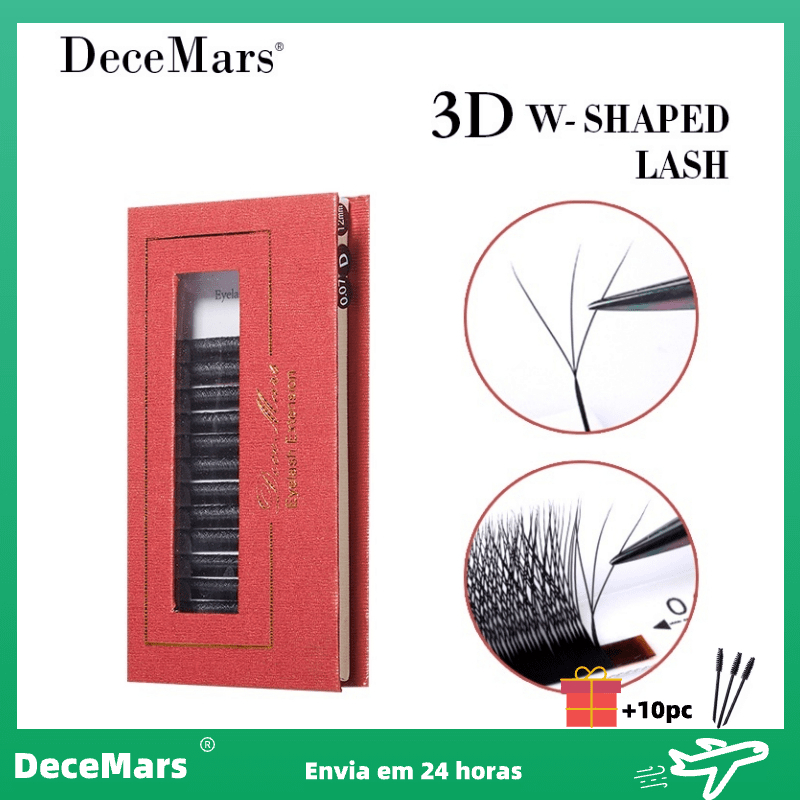 Cílios W 3D Decemars Original Com Selo Volume Egípcio W3D Volume Brasileiro Egípcio Alongamento Extensão De Cilios Volume Mega Maquiagem.