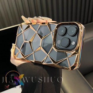iP 15 Promax Diamond 3D Padrão De Caixa Telefônica Para iPhone 15 14 13 12 11 Pro Max + Glitter flake material De Estrutura Galvanizada À Prova De Choque Macia
