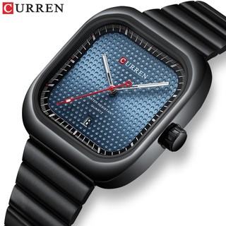 CURREN Relógios Masculinos Marca Original Aço Inoxidável Design Quadrado Único Moda Retro Casual Negócios Esportivos Quartzo À Prova D