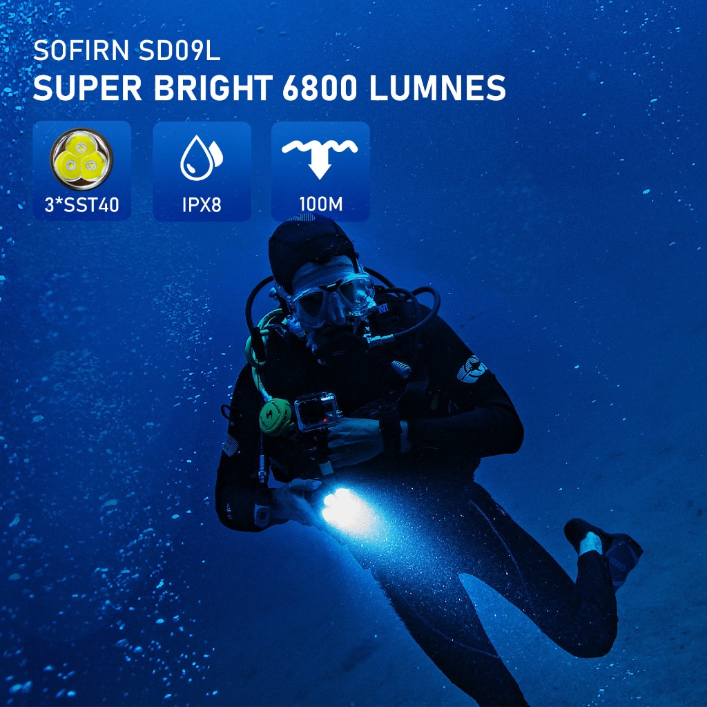 Sofirn SD09L 6800 Lumens Luz Submersível Super Brilhante LED Com Potência Recarregável, Tocha IPX8 À Prova D'água Para Mergulhos Noturnos Em Cavernas · foto 2
