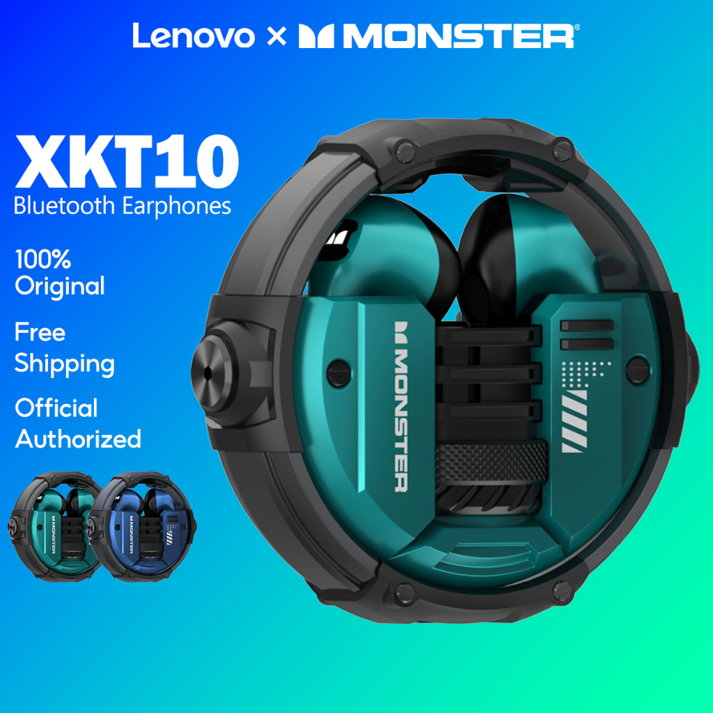 Lenovo × Monster XKT10 Fone De Ouvido Bluetooth Sem Fio Cancelamento Inteligente De Ruído De Alta Fidelidade Controle De Toque Fones 5.2