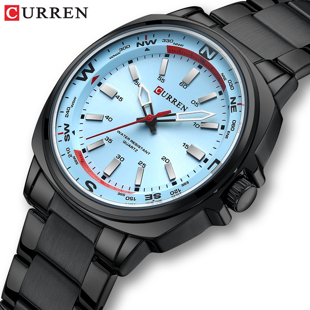 Detalhes do CURREN Relógio Masculino Marca Original Novo Modelo Cinta De Aço Inoxidável Moda Simples Casual Empresarial Desportiva Quartzo À Prova D'água 8455 X