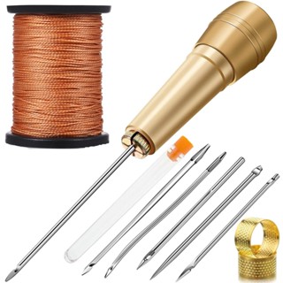 Kit De Costura De Couro Disponível Agulhas Com Conjunto De Cabo De Cobre Ferramenta De Reparo De Sapatos De Lona 50m C/Rosca em Oferta na Shopee