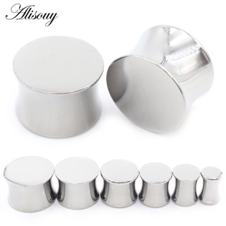 Alisouy 1 Peça G23 Túneis De Orelha De Polimento Sólido De Titânio Duplo Flared Plugs Expansor Maca Medidores Brincos Jóias De Corpo Piercing
