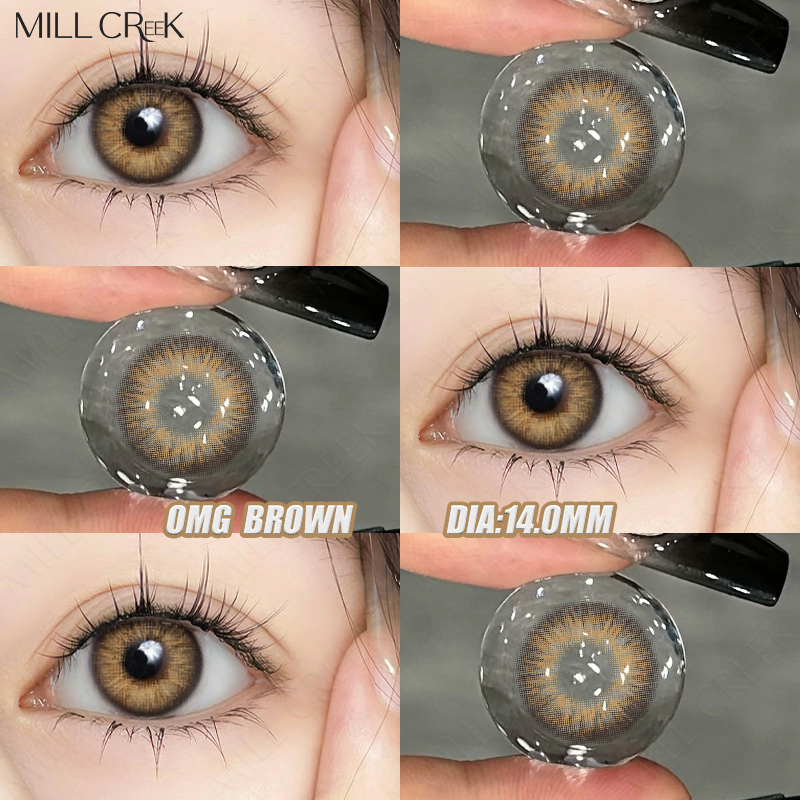 1 Par OMG Lentes De Contato Marrons 14.0mm Macias E Confortáveis Série Diamante 14.5mm 0 Grau Mini Naturais 2PCS Uso Anual