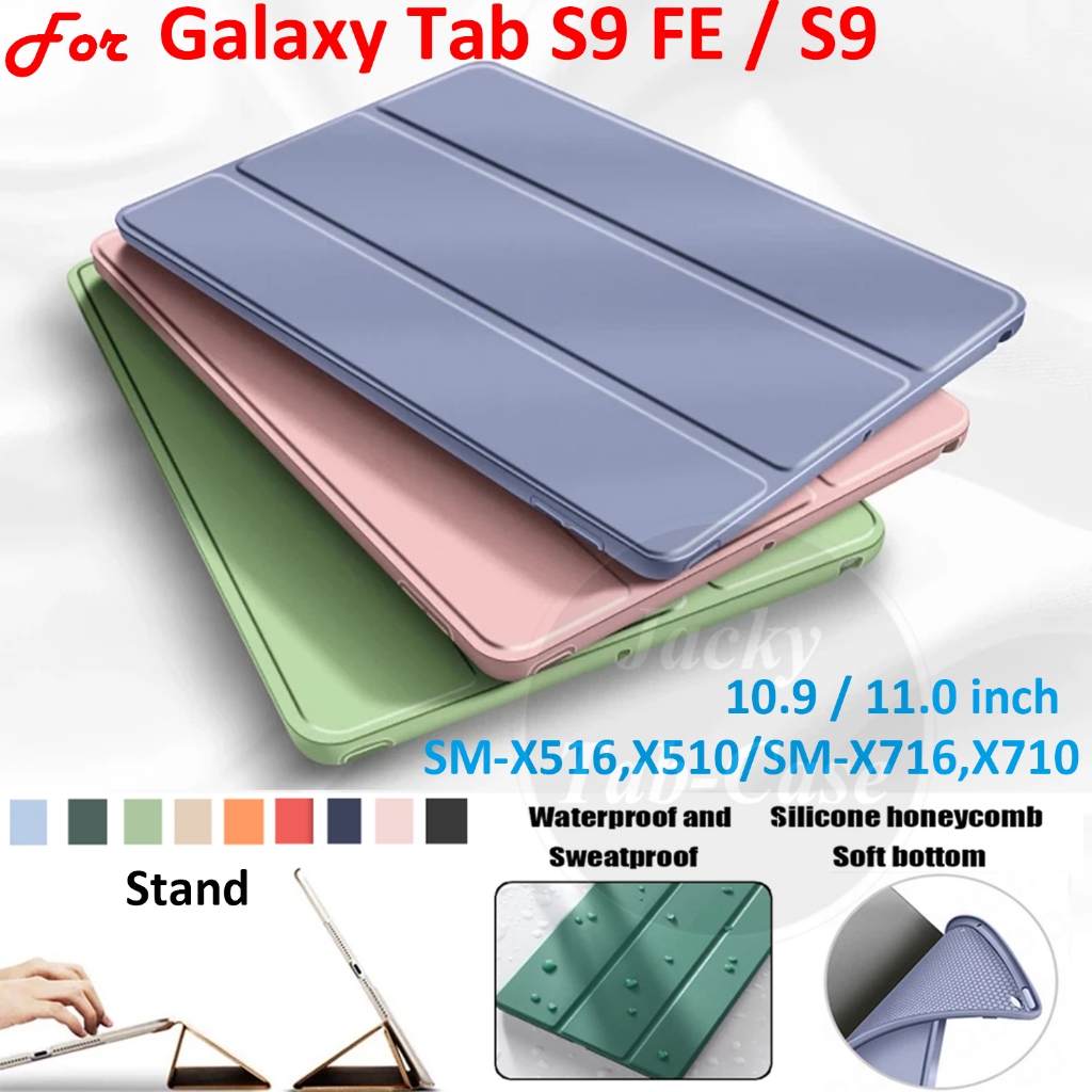 Adequado Para SAMSUNG Galaxy Tab S9 FE 2023 10.9inch SM-X516 SM-X510 Fashion PU Aba De Suporte Dobrável De Couro TabS9 5G Wi-Fi 11.0 " SM-X716B SM-X710 Capa Flip De Silicone Macia